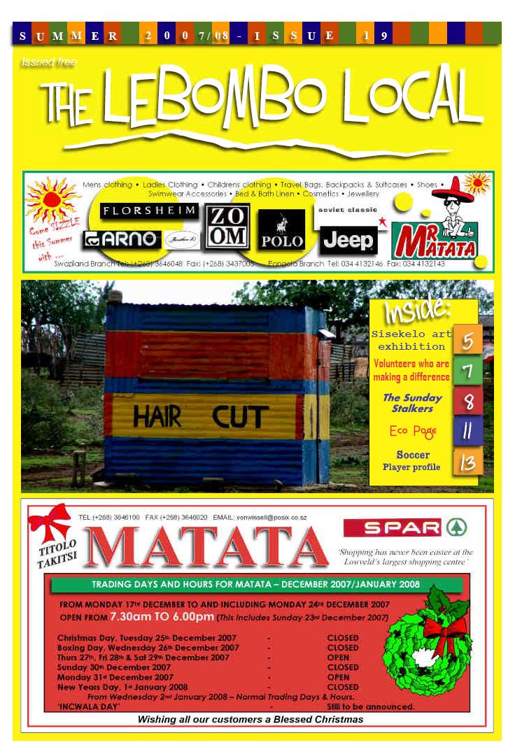 A picture of the lebomobo local including an advert for Matata Stores 